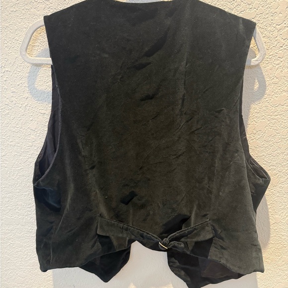 Vintage Black Lizsport Cotton Velvet  Women's Vest 14 - Picture 2 of 2